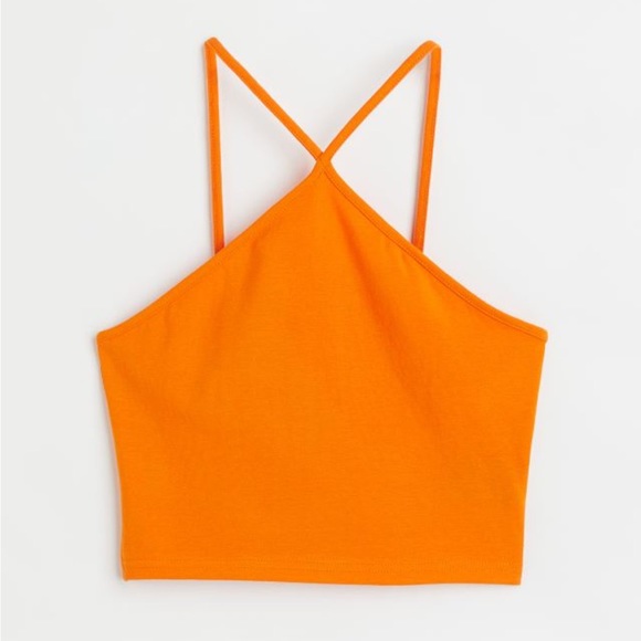 NEW - H&M Orange Halter Crop Top - Medium - Picture 1 of 5